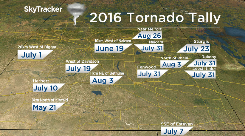 A spatial look at Saskatchewan's 2016 tornado tally.