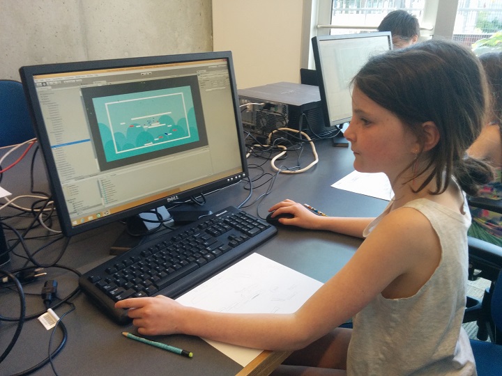 One student working on her video game.