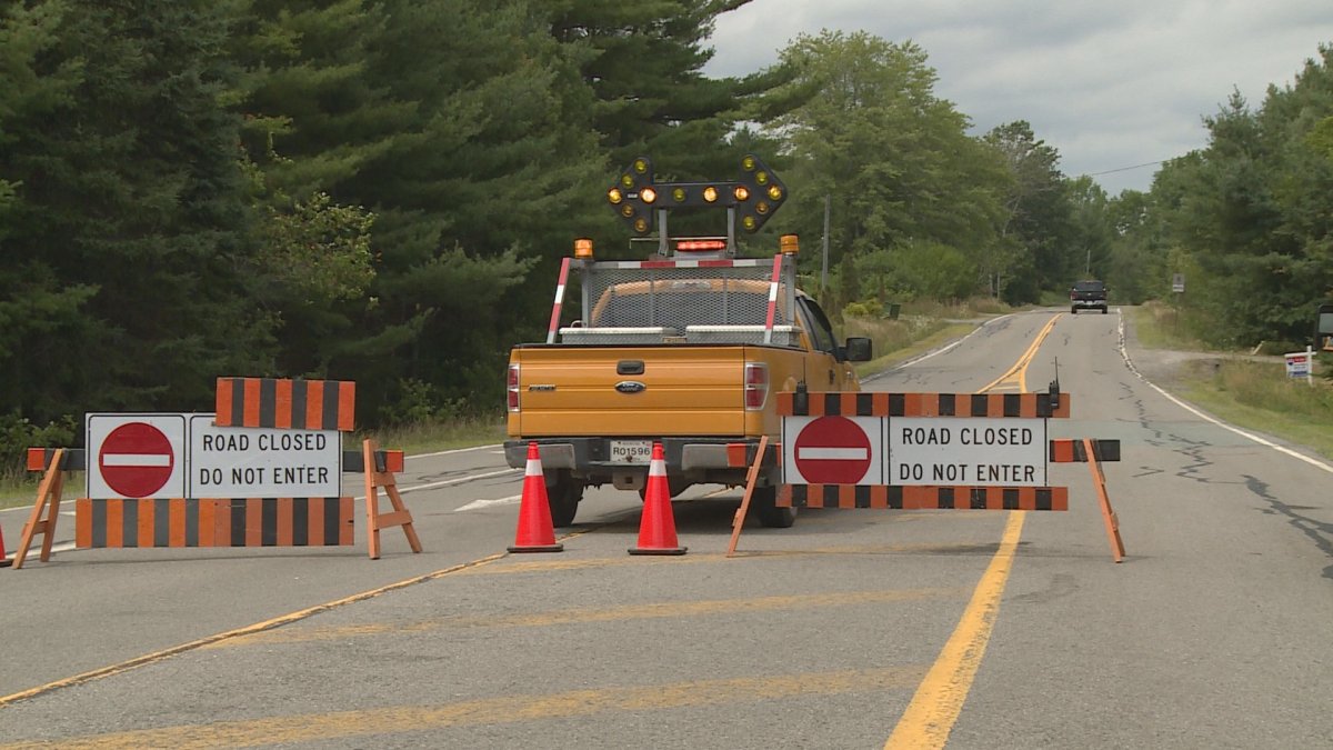 Crews block Hwy. 8 at Kejimkujik National Park on Saturday due to fire fighting efforts in the area.