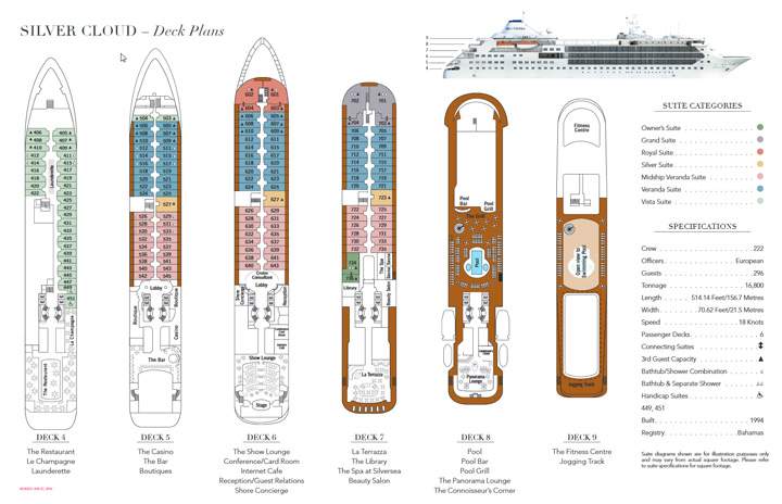 The deck plan of the Silver Cloud