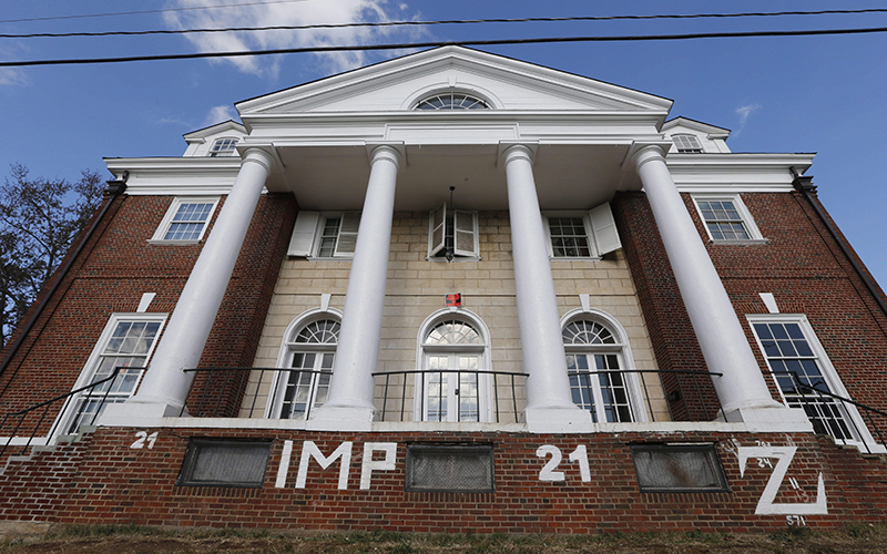 Phi Kappa Psi house at the University of Virginia in Charlottesville, Va. Hundreds of pages of notes, emails and other documents, released Friday, July 1, 2016, shed light on the reporting and fallout of a now-discredited Rolling Stone magazine article about a rape at the university. 