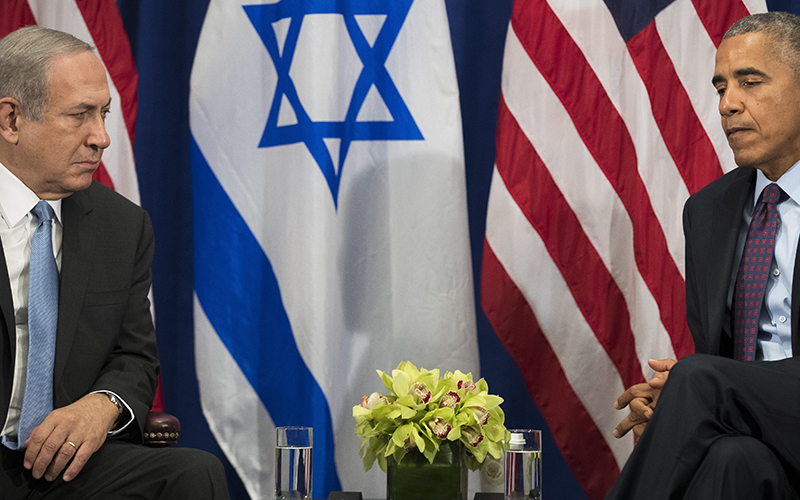 Prime Minister of Israel Benjamin Netanyahu and US President Barack Obama, meet for a bilateral meeting at the Lotte New York Palace Hotel, in New York City, New York, USA, 21 September 2016. 
