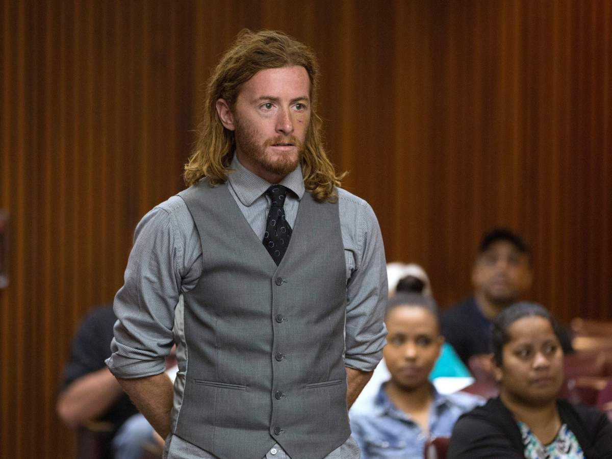 Sean Thompson responds to Judge Jamie Roman during his appearance in Sacramento Superior Court, Tuesday, Sept. 27, 2016, in Sacramento, Calif. (AP Photo/Rich Pedroncelli)