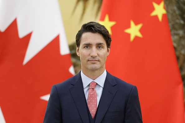 Canadian Prime Minister Justin Trudeau addresses a press conference with Chinese Premier Li Keqiang at the Great Hall of the People on August 31, 2016, in Beijing, China.