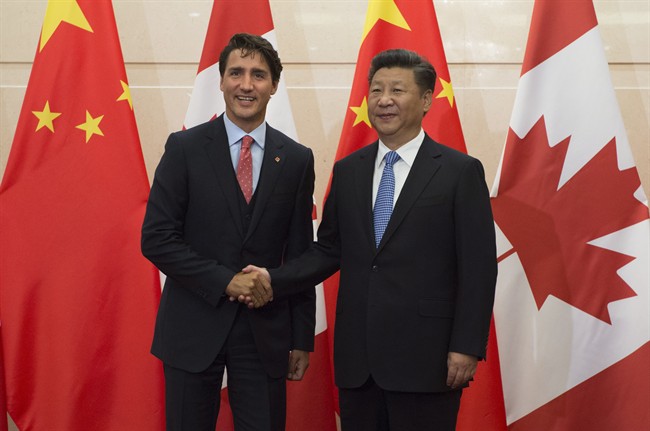 Chinese President Xi Jinping welcomes  Justin Trudeau to the Diaoyutai State Guesthouse in Beijing in August 2016. As Trudeau appears ready to launch a trade mission to China next month, some question to idea of having a free trade deal with an authoritarian regime with a questionable human rights record.