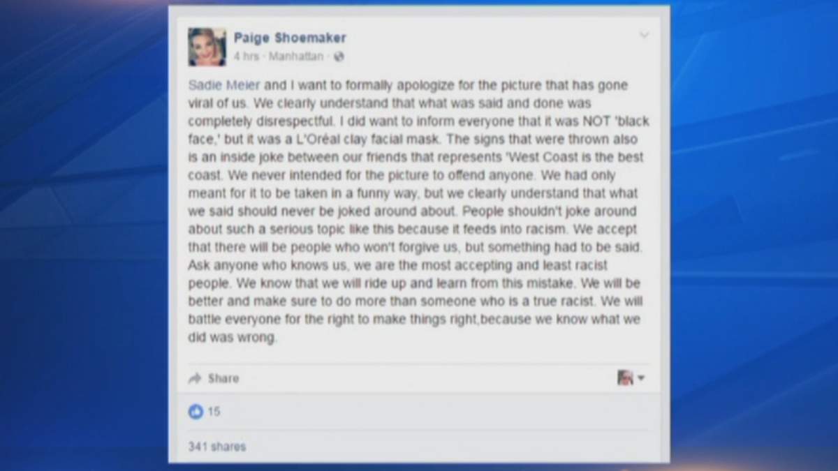 College student causes outrage after posting blackface photo with racial slur - image