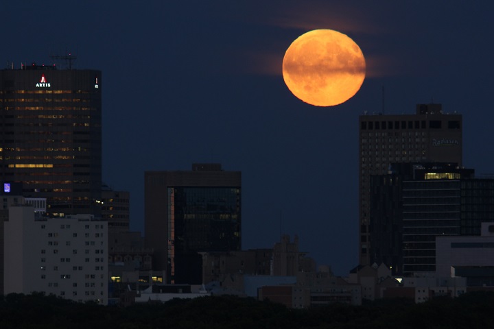 Beautiful full moon in Winnipeg.