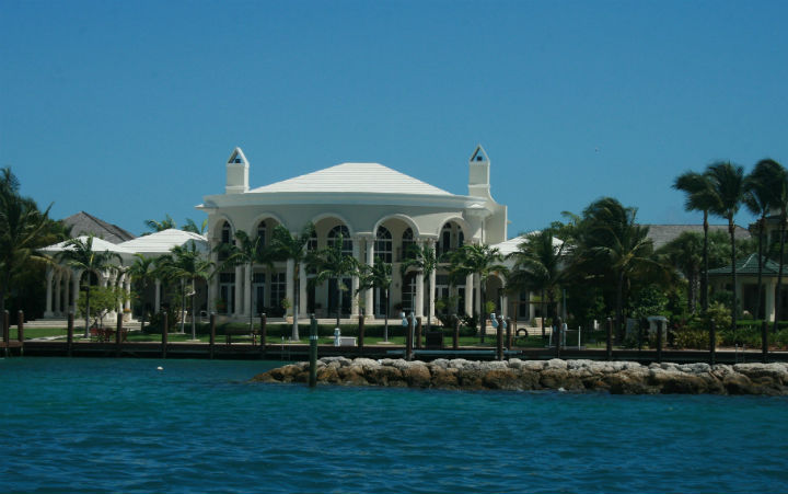 Luxury waterfront property in Nassau, Bahamas, July 23, 2013. Nassau is the capital, largest city, and commercial centre of the Commonwealth of the Bahamas. (Stock photo).