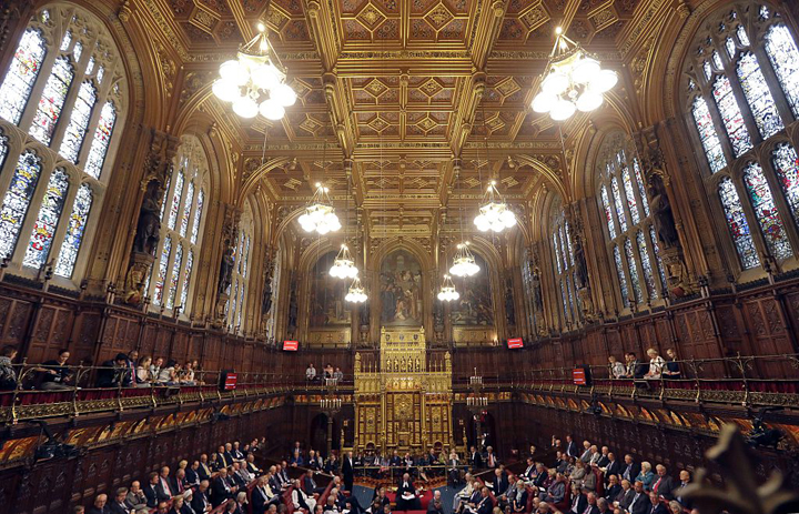 A general view shows the House of Lords chamber in session at the Houses of Parliament in London on September 5, 2016.