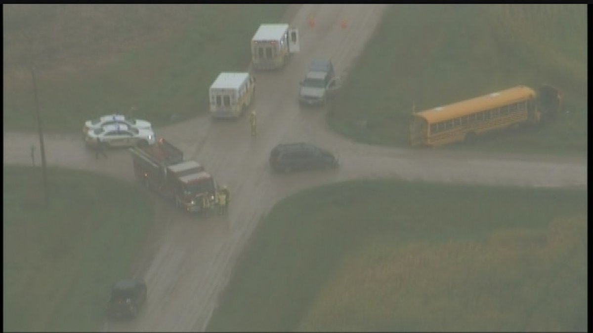Emergency crews respond to crash involving school bus south of Winnipeg - image