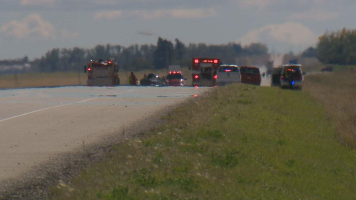 RCMP investigate a fatal crash north of Calgary Saturday.