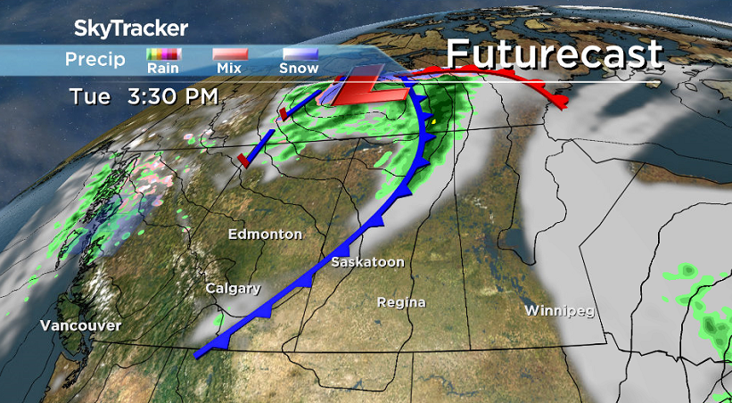 A "dry" cold front slides through late in the day on Tuesday bringing back the cloud and wind.