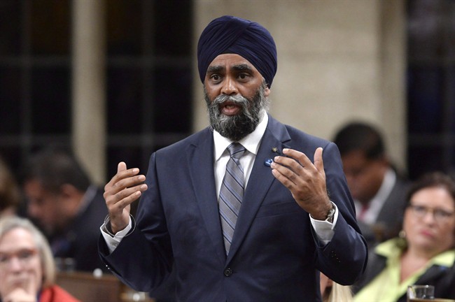 Defence Minister Harjit Sajjan answers a question during Question Period in the House of Commons in Ottawa on Monday, September 19, 2016. 
