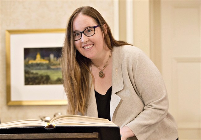 A file photo of Alberta's Minister Responsible for Democratic Renewal, Christina Gray, is shown.