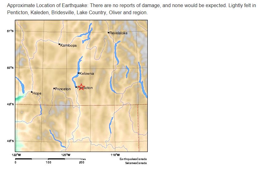 Earthquake with 4.1 magnitude shakes south Okanagan - image