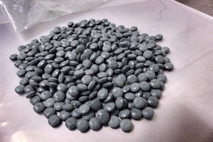 Fentanyl pills are shown in an undated police handout photo.  