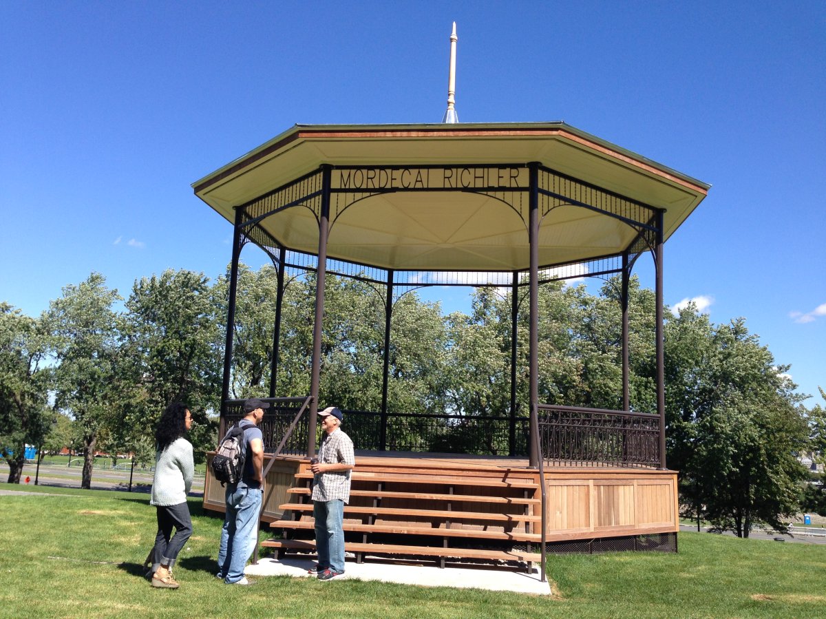 The Mordecai Richler tribute gazebo on Mount Royal in Montreal is open to the public, Monday, September 12, 2016.