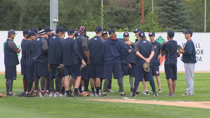 The Winnipeg Goldeyes hold a team workout on Tuesday as they prepare for the playoffs.