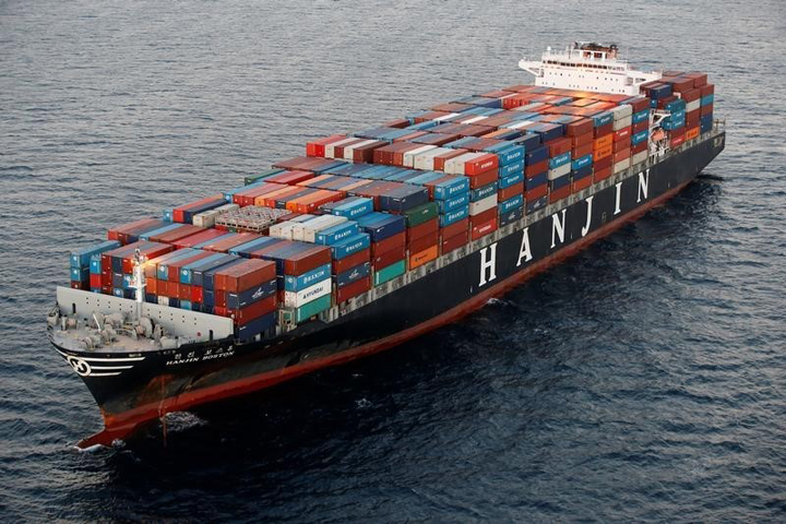 A Hanjin Shipping Co ship is pictured here.