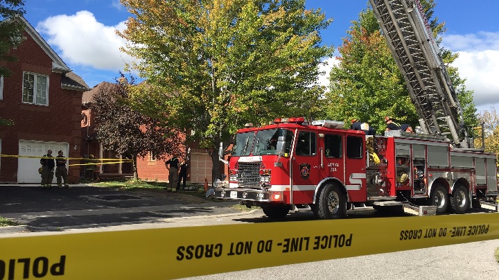 A fire truck is seen in Brampton, Ont., in this photograph.