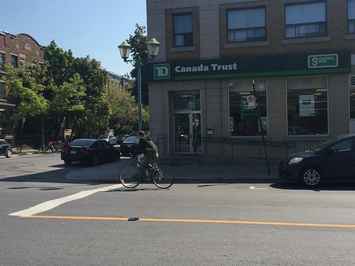 This photo shows the TD bank in Outremont that was the target of an armed robbery Friday, Sept 2, 2016.