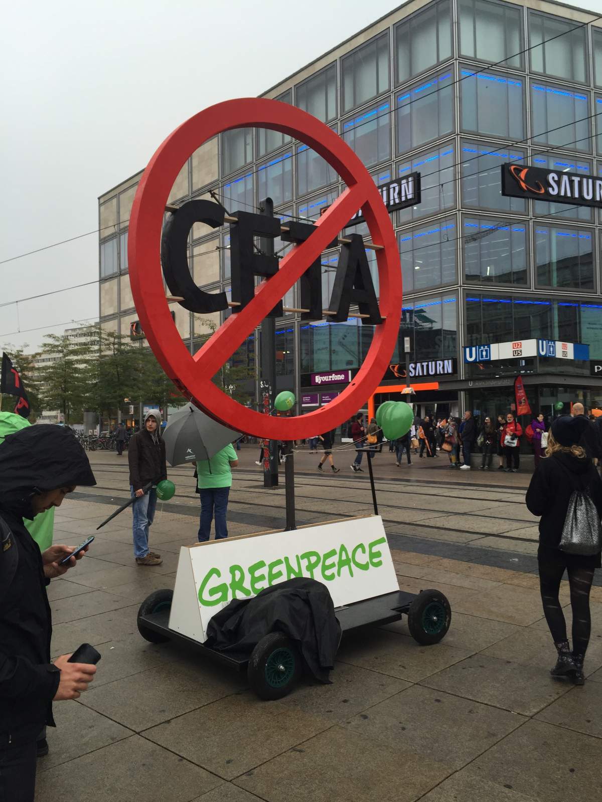 No CETA sign on display at the protests in Berlin September 17, 2016