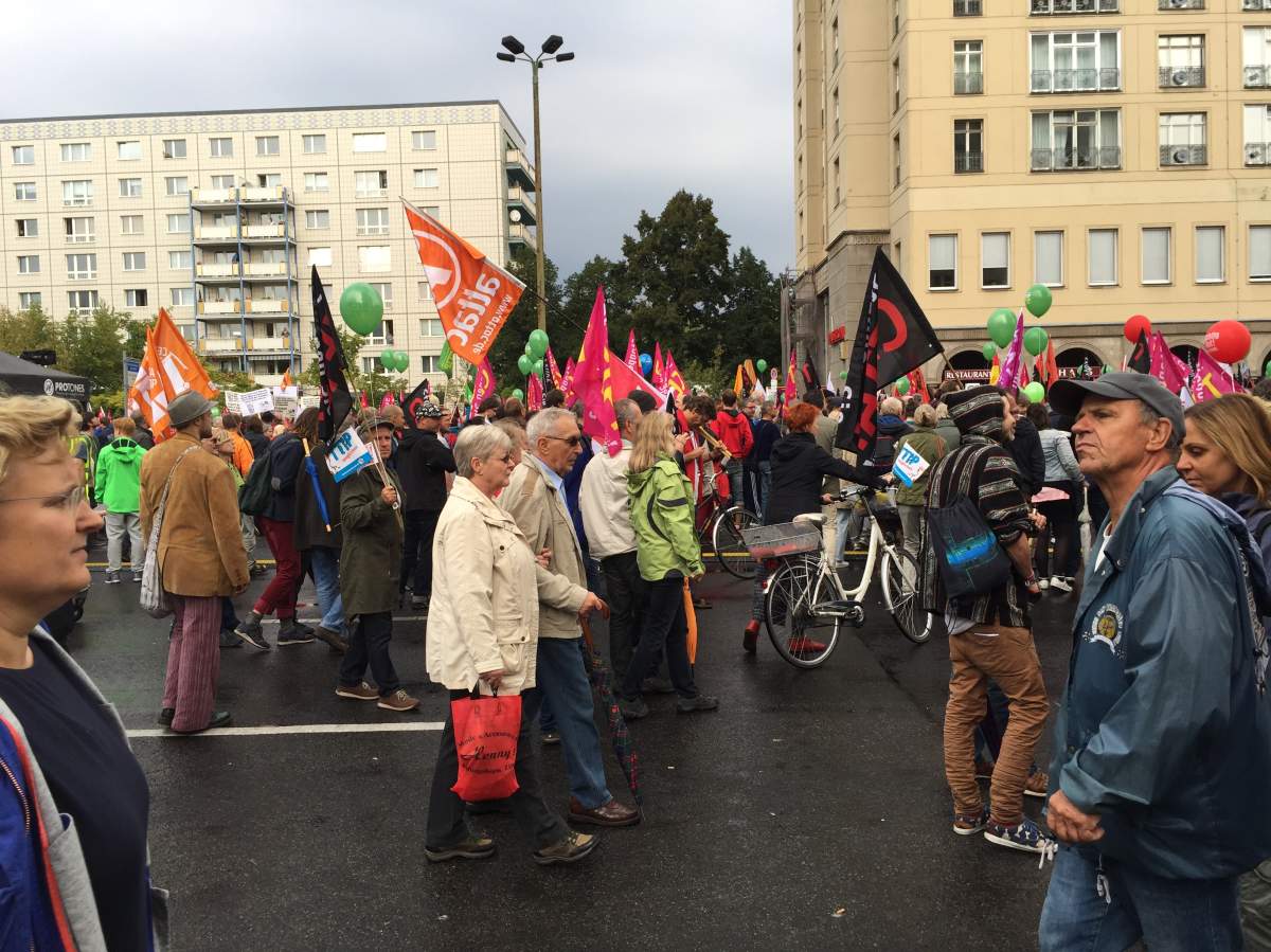 Demonstrators marching against TTIP and CETA, September 17, 2016 in Berlin
