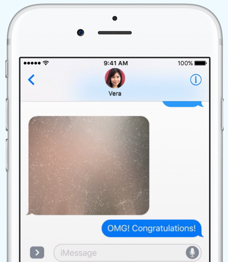 An example of iOS 10’s invisible ink feature. (Screenshot/Apple)