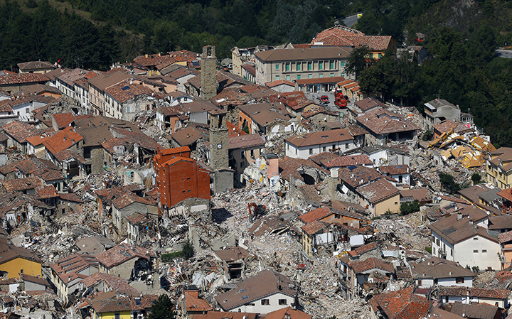 A general view after earthquake levelled the town in Amatrice, central Italy, September 1, 2016.