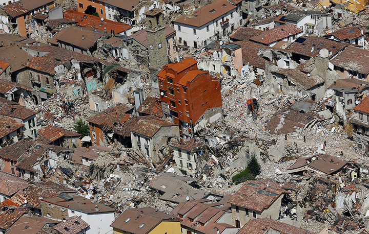 A general view after an earthquake levelled the town in Amatrice, central Italy, September 1, 2016.