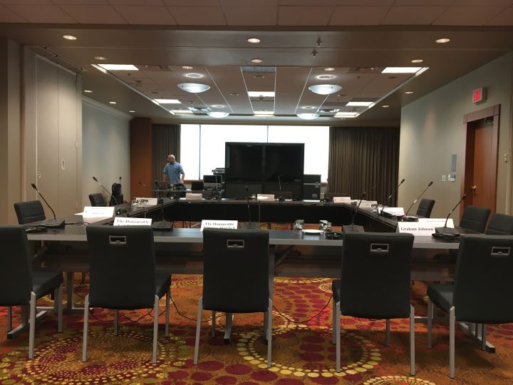A Senate committee hearing took place in Calgary Wednesday looking at delays in the justice system. No cameras were allowed during the testimony. Sept. 28, 2016.