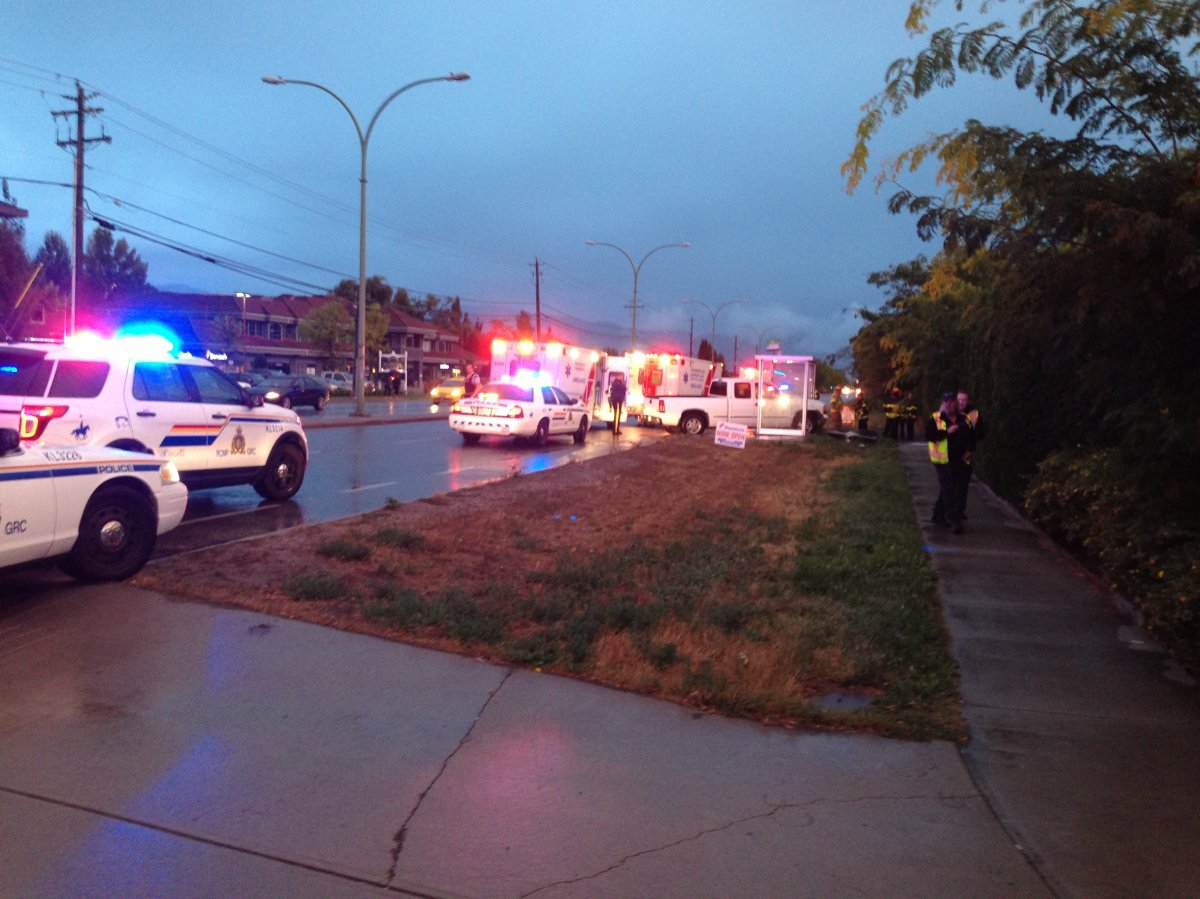 RCMP are investigating a crash in Kelowna's Glenmore neighbourhood that saw a two people struck by a truck. 