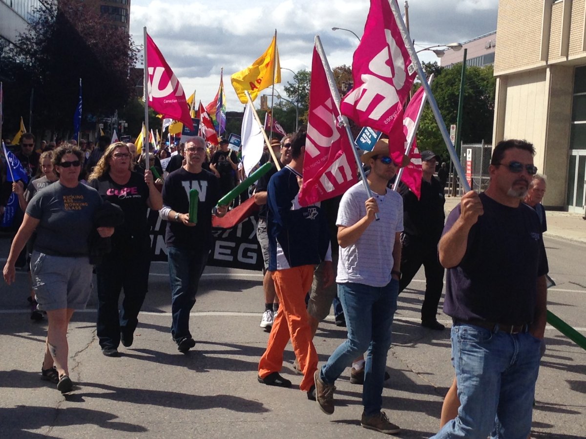 Labour marches took place all over Manitoba on Labour Day.