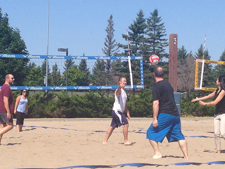 Lawyers are participating in the Court2Court  charity volleyball tournament.