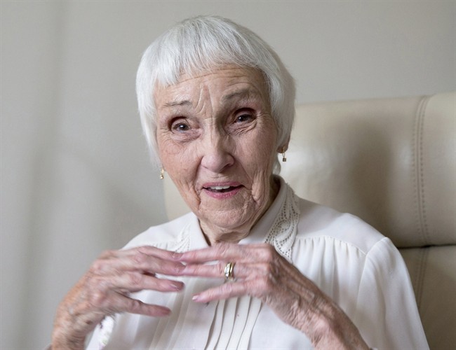British expat and Second World War veteran Anne Puckridge poses at her home in Calgary, Alta., on Friday, Sept. 16, 2016. Successive British governments have refused to index their pensions to keep pace with the cost of living, despite decades of diplomatic overtures from Canadian officials. Post-Brexit, the Canadian Alliance of British Pensioners wants the Trudeau Liberals to play hardball with Britain in future free trade talks and make indexing their pensions a requirement for a new deal. THE CANADIAN PRESS/Larry MacDougal.