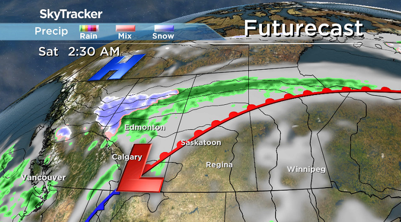 Saskatoon sits on the warm sector of this system both Friday and Saturday.