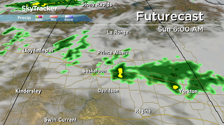 Clouds, rain and wind move in on Sunday as a cold front slides through.