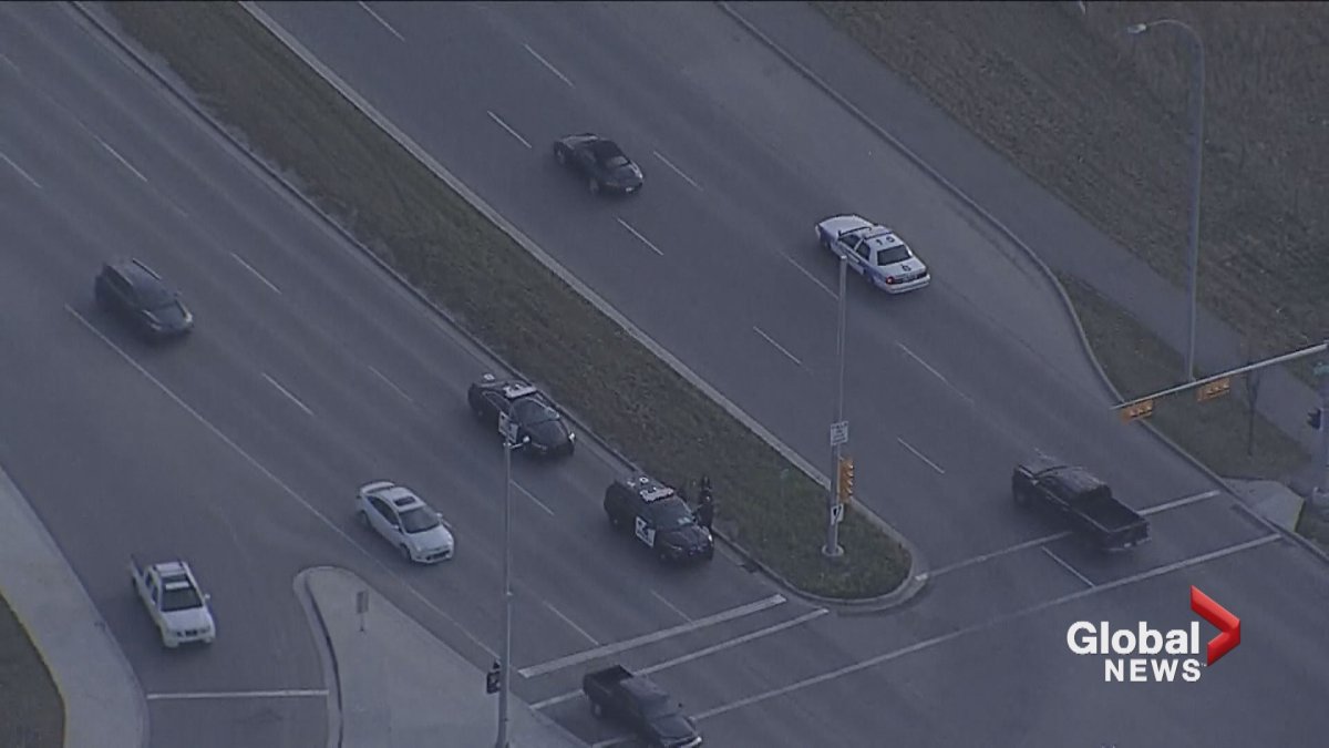 A motorcyclist is in serious condition after being hit by a vehicle in southeast Calgary.