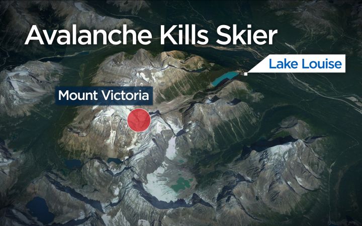 Mount Victoria in relation to Lake Louise.