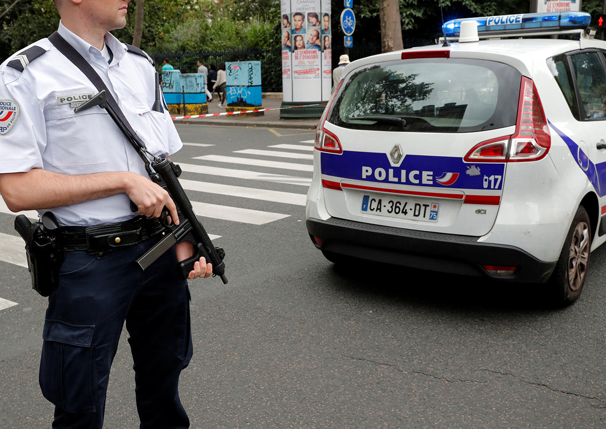 French police secure the area next to the Saint-Leu church during a security operation on Saturday in a shopping district of Paris, France, September 17, 2016. 