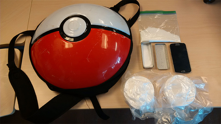 Police seized an estimated $65,000 worth of cocaine from a Pokemon backpack on Sept. 29, 2016. 