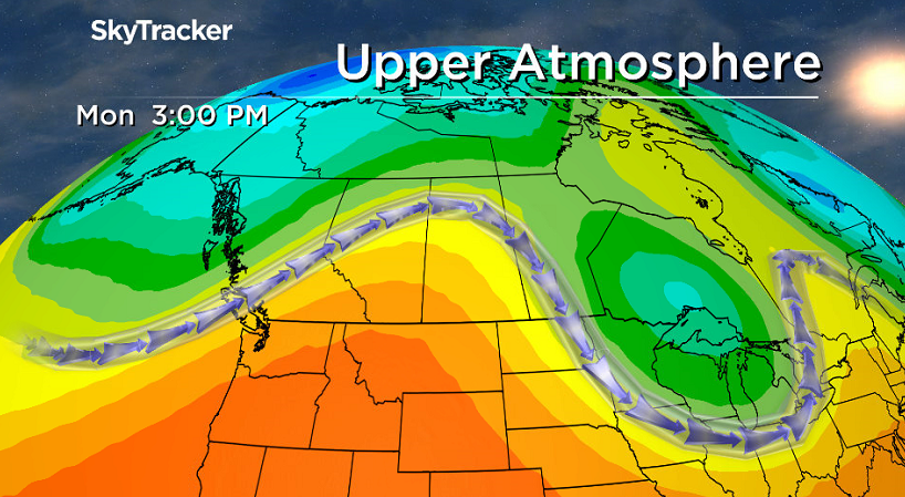 Upper ridge builds in from Monday into Tuesday before a cold front slides through.