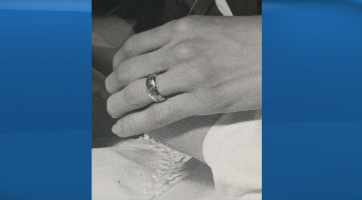 A picture of the lost ring taken 47 years ago on Brenda Shiels' wedding day.