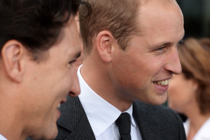 The Duke of Cambridge, accompanied by Prime Minister Justin Trudeau, engages with guests at a reception at Telus Gardens, in Vancouver on Sunday, Sept. 25, 2016.