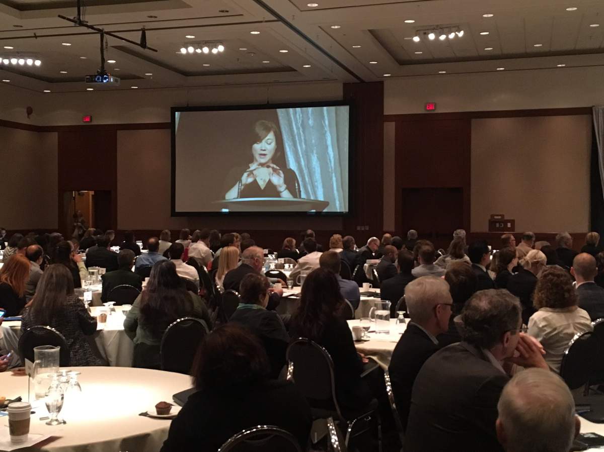 Alberta Environment Minister Shannon Phillips speaking at the Pembina Institute Climate Summit in Calgary on Sept. 20, 2016.