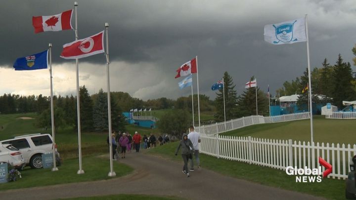 Fans and players forced off the course at the Shaw Charity Classic Friday, because of weather.