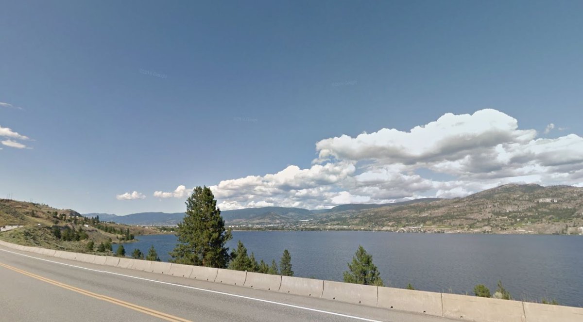 A view of Skaha Lake from Highway 97, which runs parallel to the nearby section of KVR trail. 