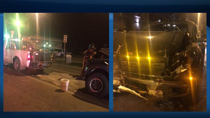 The City of Saskatoon says it was a close call when a truck collided with a civic vehicle early Friday morning.