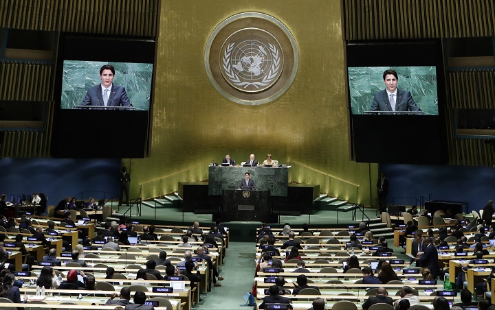 Prime Minister Justin Trudeau speaks during the 71st session of the United Nations General Assembly, Tuesday, Sept. 20, 2016, at U.N. headquarters.