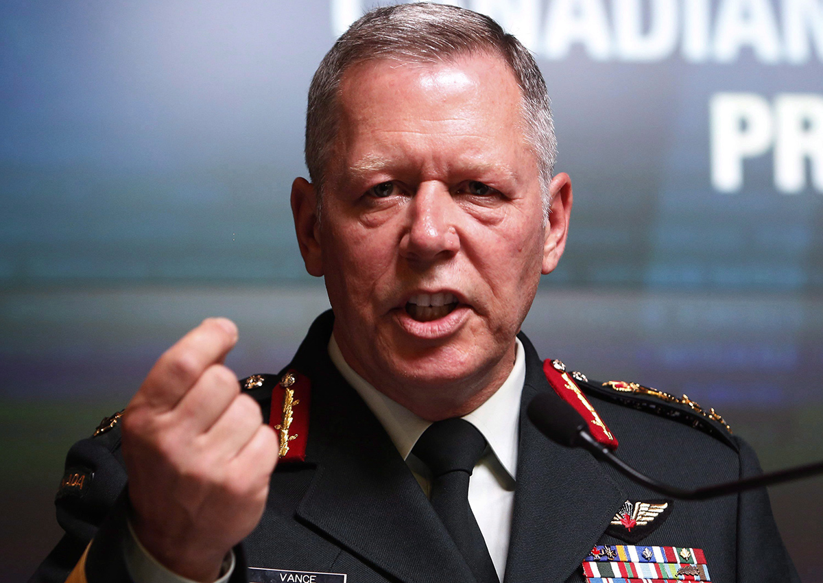 Chief of Defence staff General Jonathan Vance speaks during a news conference to , in Ottawa Tuesday August 30, 2016. 